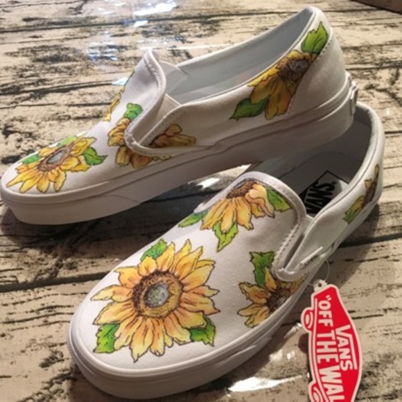 Vans Shoes - Hand painted Sunflower Vans